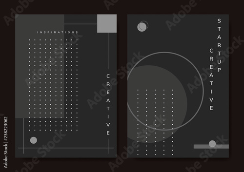 Set of minimal Memphis design start-up poster vector