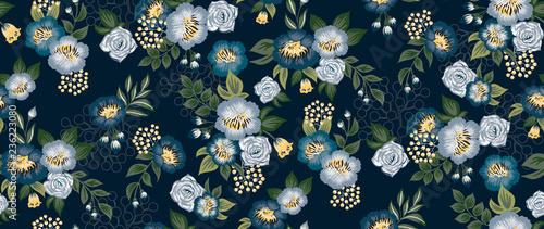  Vector illustration of a seamless floral pattern in spring for Wedding, anniversary, birthday and party. Design for banner, poster, card, invitation and scrapbook 