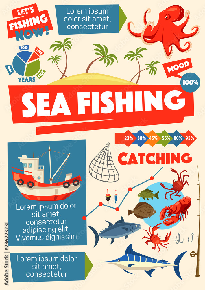 Sea fishing sport, ship and information