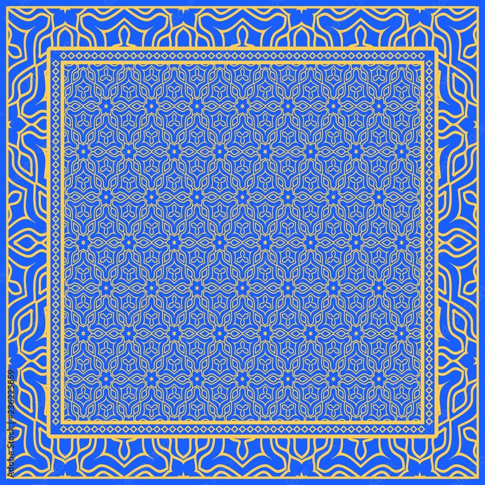 background, geometric pattern with ornate lace frame. illustration. for Scarf Print, Fabric, Covers, Scrapbooking, Bandana, Pareo, Shawl. background, geometric pattern with ornate lace frame. illustration. for Scarf Print, Fabric, Covers, Scrapbooking, Bandana, Pareo, Shawl.