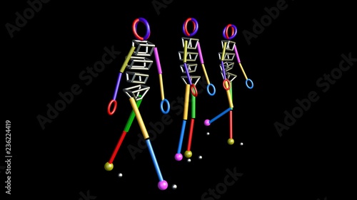 Slika na platnu Gait recognition , motion capture 3d render of character walking