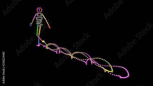 Εκτύπωση καμβά Gait recognition , motion capture 3d render of character walking