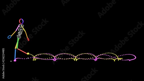 Fotografia Gait recognition , motion capture 3d render of character walking