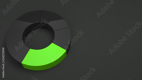 Black ring pie chart with one green sector