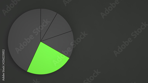 Black pie chart with one green sector