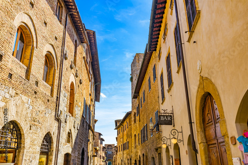 Fototapeta Naklejka Na Ścianę i Meble -  Medieval Street Stone San Gimignano Tuscany Italy