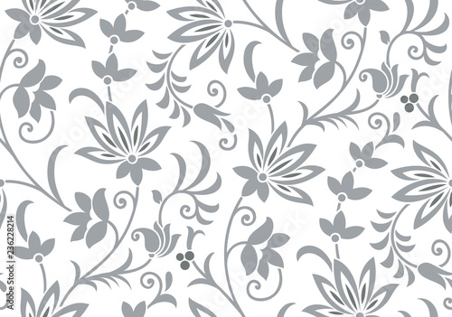 Seamless vintage silver flower pattern