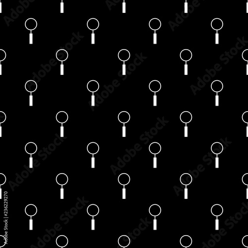 Vector seamless pattern of white loupes on black background. Vector loupe symbol seamless pattern.