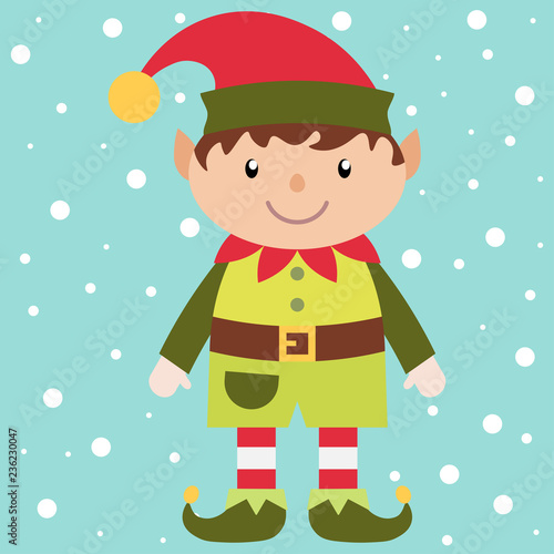 Christmas elf on a snow background