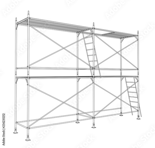 3D outline scaffold. Vector rendering of 3d