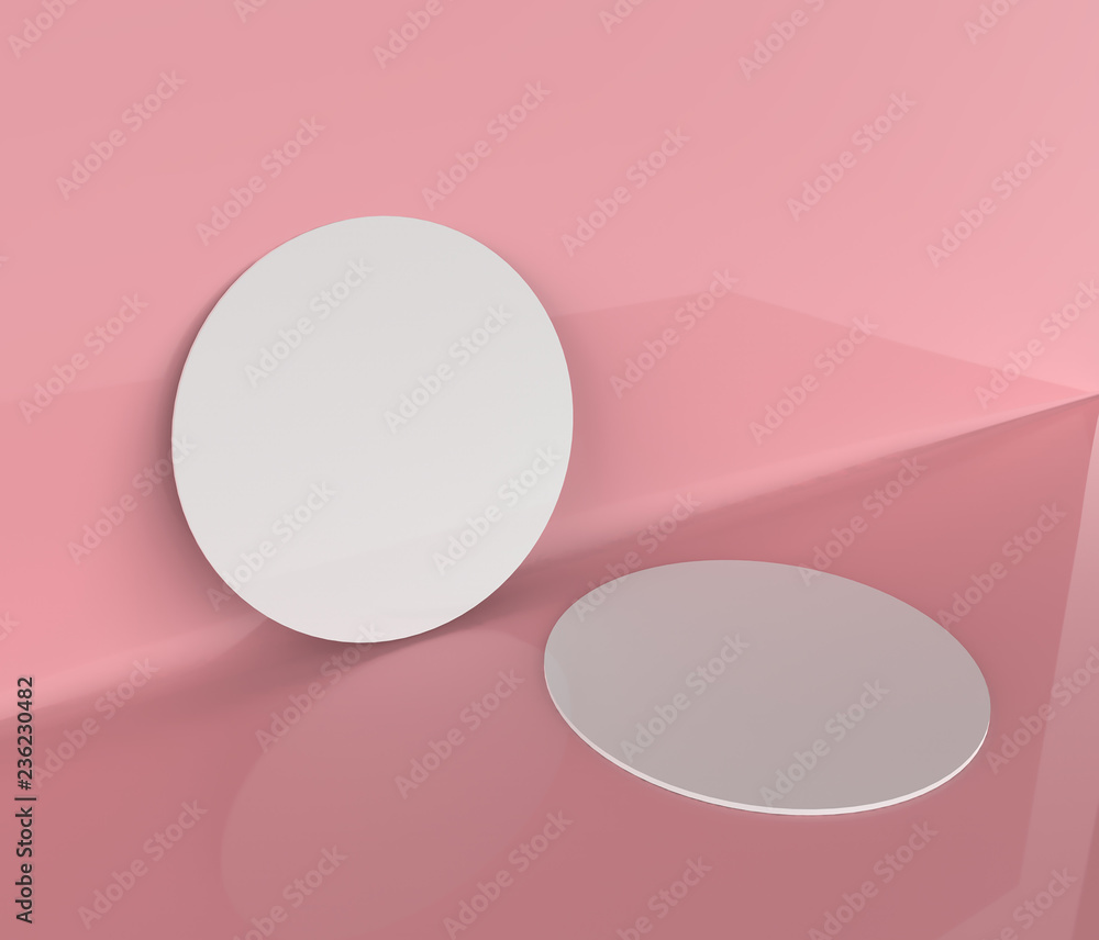 beer coasters isolated on the pink  background. 3d illustration