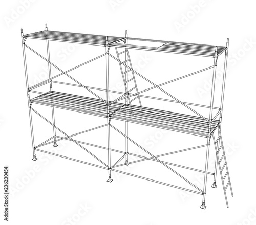 3D outline scaffold. Vector rendering of 3d