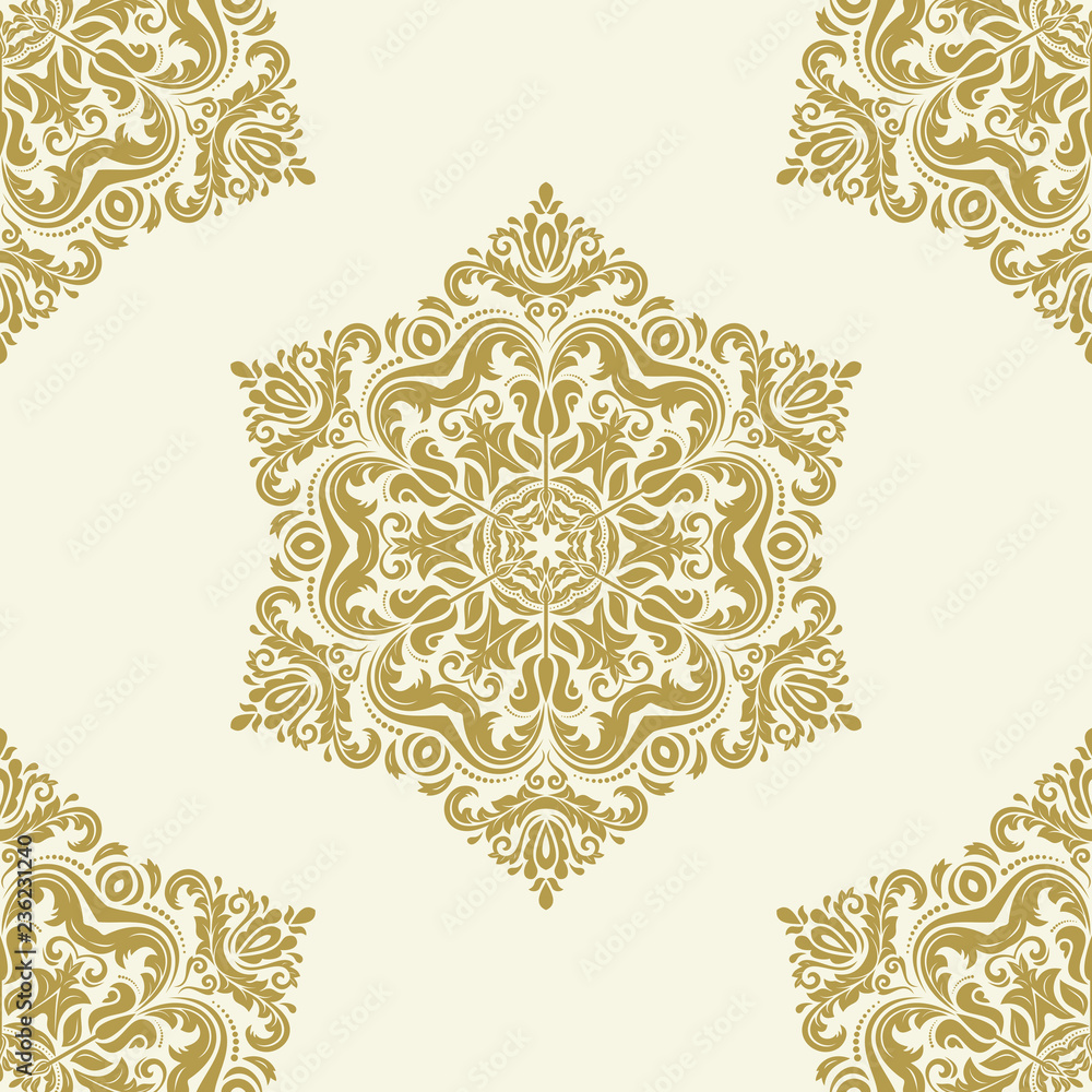 Classic seamless pattern. Damask orient golden ornament. Classic vintage background