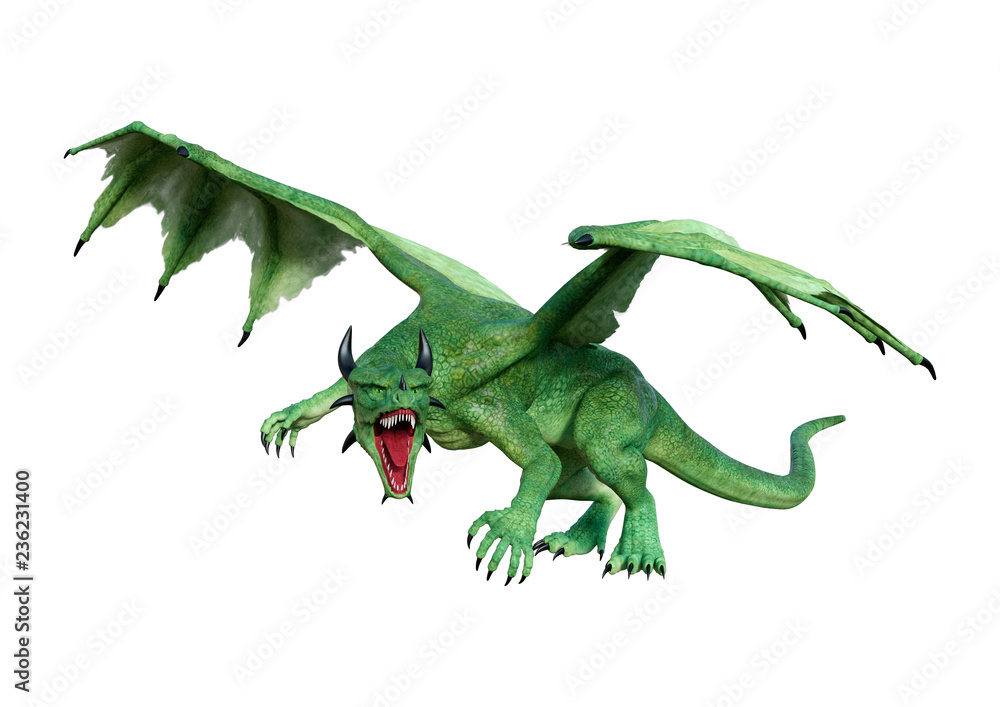 Obraz premium 3D Rendering Fairy Tale Dragon on White