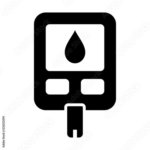 Blood glucose meter test kit with testing strip for diabetes flat vector icon for apps and websites