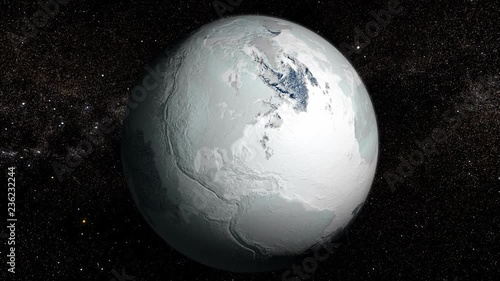Planet Earth almost completely covered with Ice and Snow Extreme Ice Age Animation  Global Warming Global Cooling Climate Change Version 02