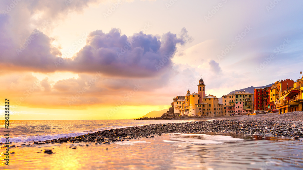 Sunset on the sea, Camogli, Liguria, Italy
