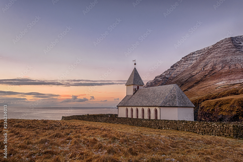 The church in Viðareiði, Faroe Islands The church in Viðareiði, Faroe Islands