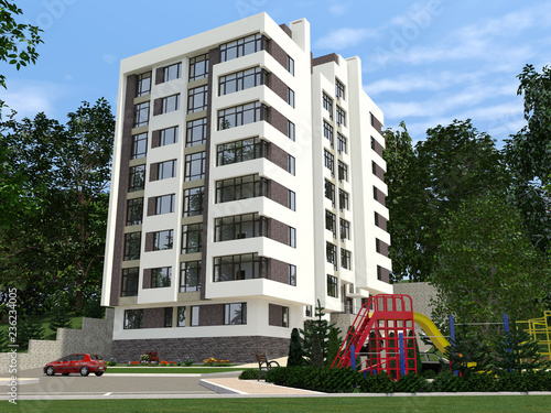 Apartment house, 3D project.