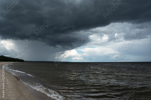 Stormy clouds over gulf of Riga, Baltic sea.