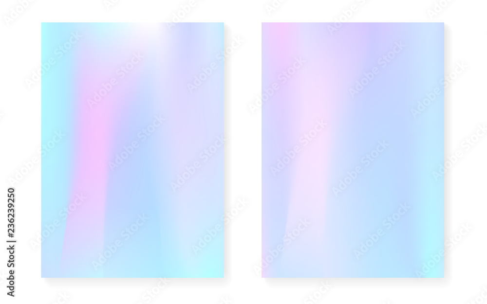 Hologram gradient background set with holographic cover. 90s, 80s retro ...