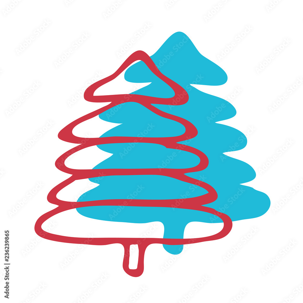 Hand drawn icon vector cartoon pine Christmas tree Hand drawn icon vector cartoon pine Christmas tree