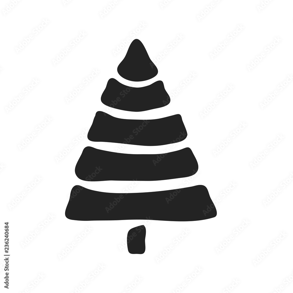 Hand drawn icon vector cartoon pine Christmas tree Hand drawn icon vector cartoon pine Christmas tree