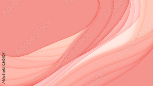 Vector 3D abstract background with paper cut shape. Colorful pink carving art. Paper craft Antelope canyon landscape with gradient colors. Minimalistic design for business presentations, flyers.