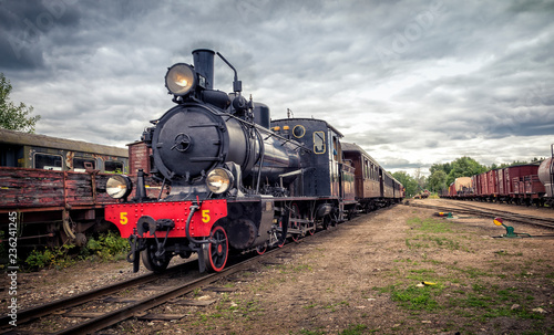 Steam locomotive in Faringe, Sweden photo