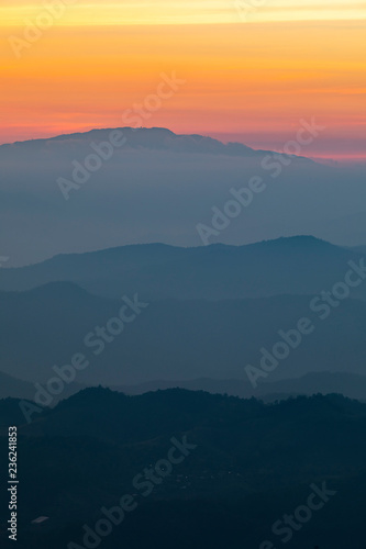 Mountain scenery during the sunrise © Nattawat