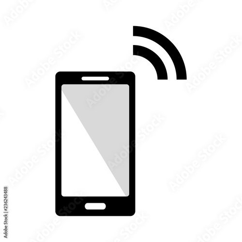 cell phone and signal icon vector