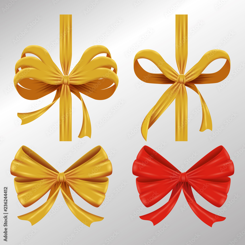set ribbon bow accessory to gift decoration