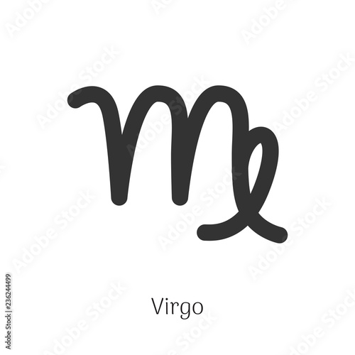 Virgo zodiac sign isolated on white background. Star sign for astrology horoscope. Zodiac line stylized symbol. Astrological calendar pictogram, horoscope constellation vector illustration.