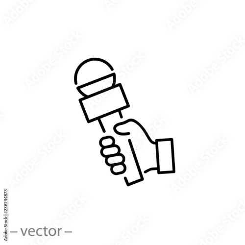 press conference icon, line sign on white background - editable vector illustration eps10