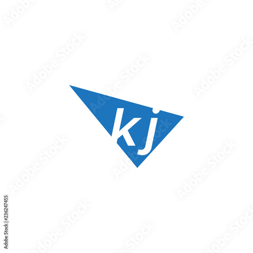 initial two letter kj negative space triangle logo