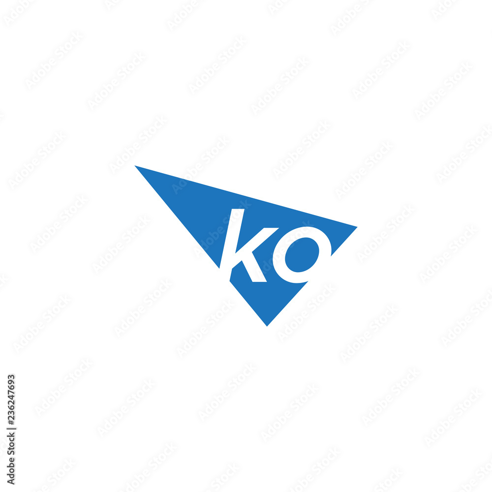 initial two letter ko negative space triangle logo initial two letter ko negative space triangle logo
