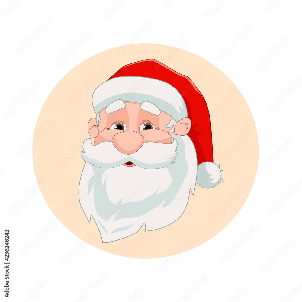 Vector illustration of smiling kind Santa Claus. Christmas character in cartoon style Vector illustration of smiling kind Santa Claus. Christmas character in cartoon style
