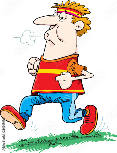Man is jogging cartoon vector illustration