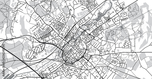 Urban vector city map of Canterbury, England