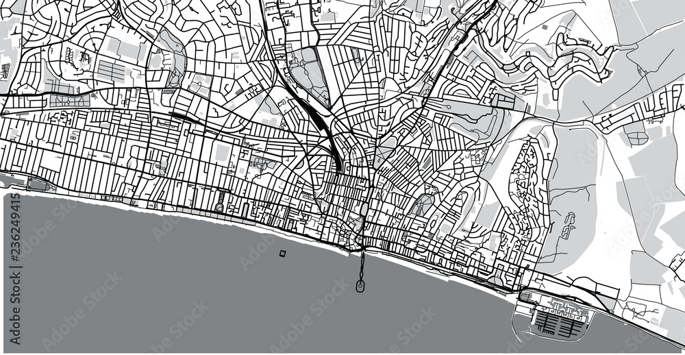 Obraz premium Urban vector city map of Bright, England