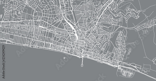 Urban vector city map of Bright, England