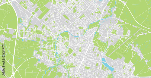 Urban vector city map of Cambridge, England