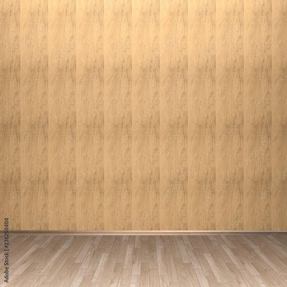 3d interior rendering of brown wooden wall and brown wooden parquet floor background 3d interior rendering of brown wooden wall and brown wooden parquet floor background