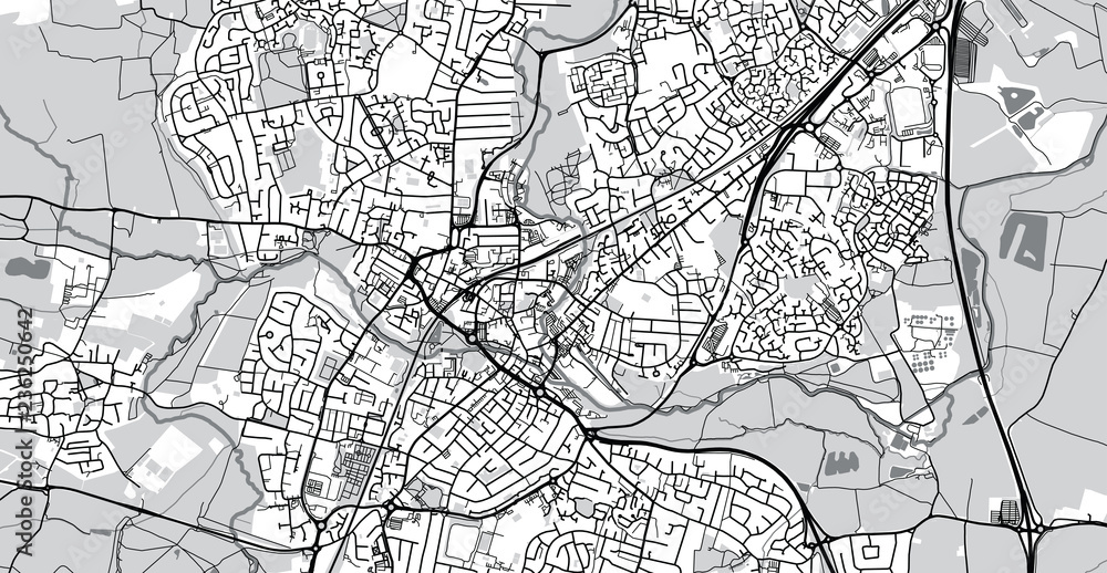 Urban vector city map of Chelmsford, England