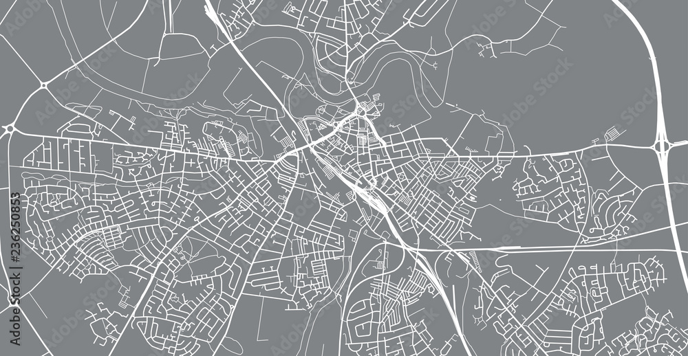 Urban vector city map of Carlise, England