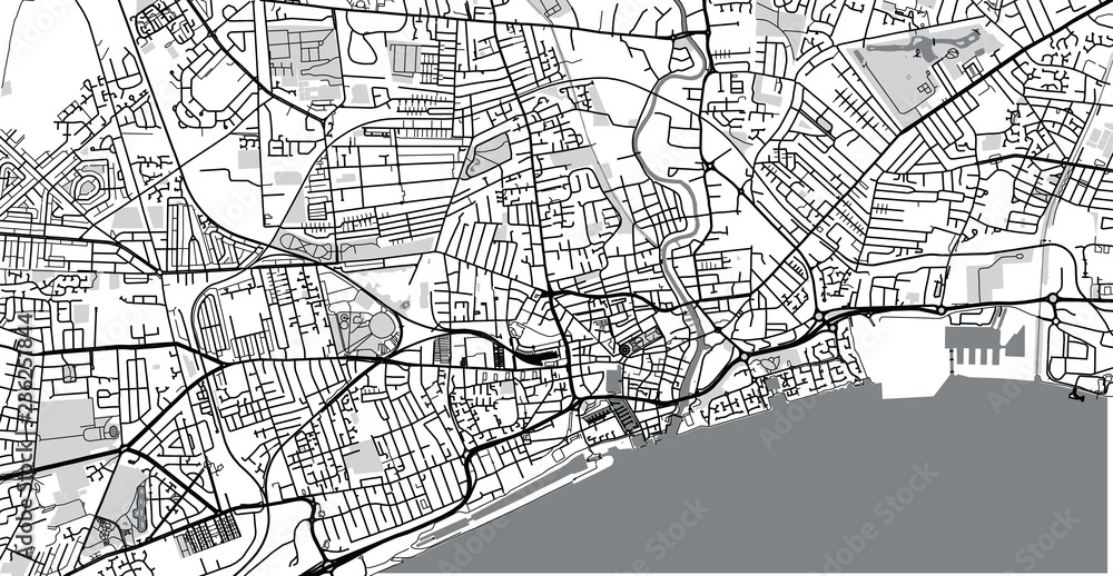 Urban vector city map of Hull, England