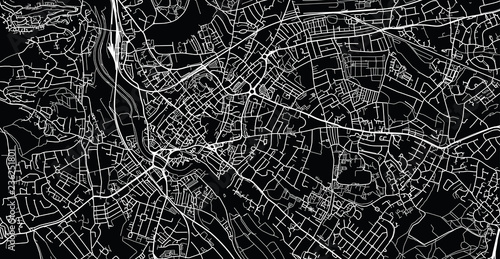 Urban vector city map of Exeter, England
