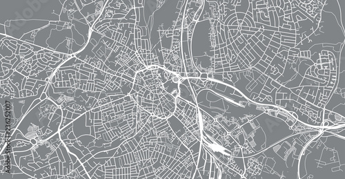 Urban vector city map of Derby, England