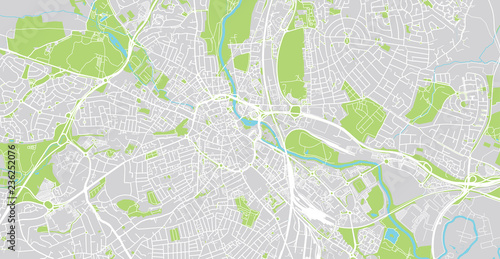 Urban vector city map of Derby, England
