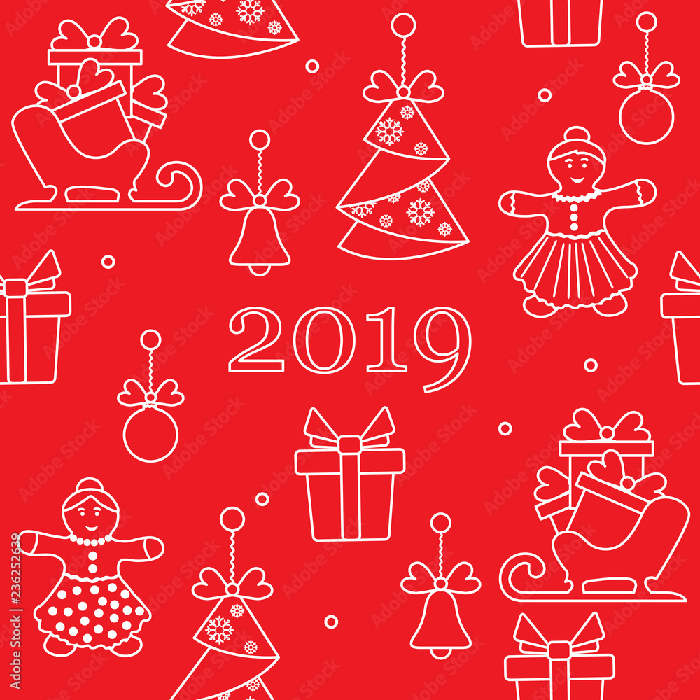 Seamless pattern with christmas, new year symbols. Seamless pattern with christmas, new year symbols.
